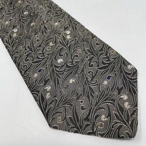 XMI‎ Platinum Tie Handmade USA 100% Silk Brown Gold Vintage 4x57" Floral Classic